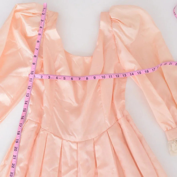 Vintage Peach 80's Prom Dress with Puff Sleeve - Picture 16 of 16